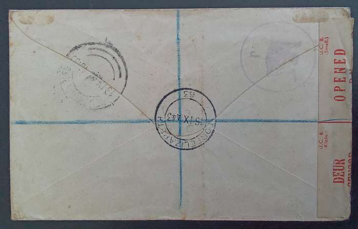 *REDUCED* Union of SA On Service Cover - (Port Elizabeth to Pietermaritzburg) Censor Stickers